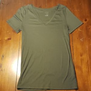 Green V neck shirt